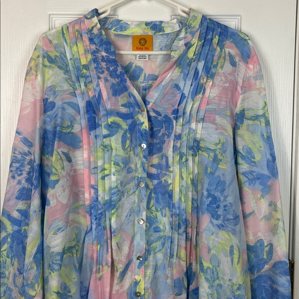 Ruby Rd. Multi Pastel Colors Button Down Blouse X… - image 2